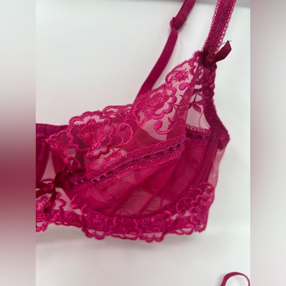 Adore Me Rose Shadow Hot Pink Floral Lace Bra 36C AB2014 - Picture 3 of 13